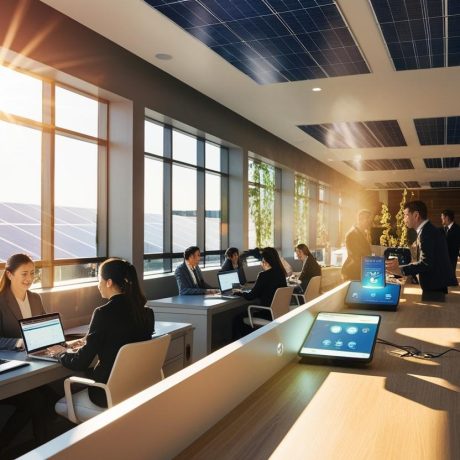 Solar energy being used in a business zsetting